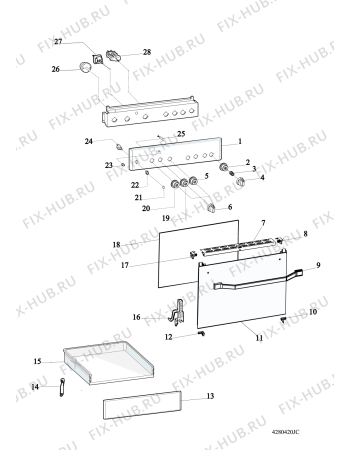 Взрыв-схема плиты (духовки) Indesit I5G52GWUA (F085912) - Схема узла