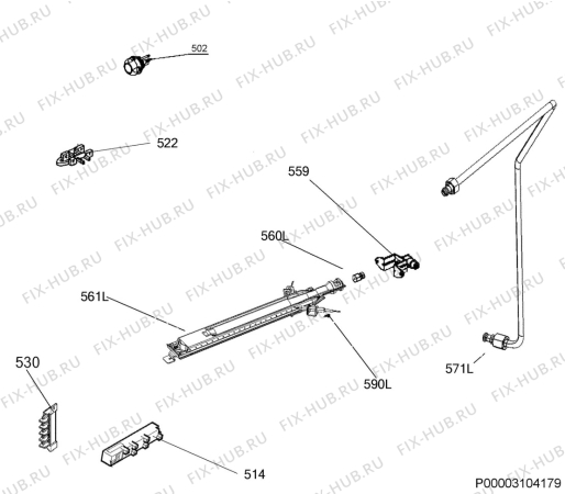 Взрыв-схема плиты (духовки) Zanussi ZCG9510P1W - Схема узла Functional parts