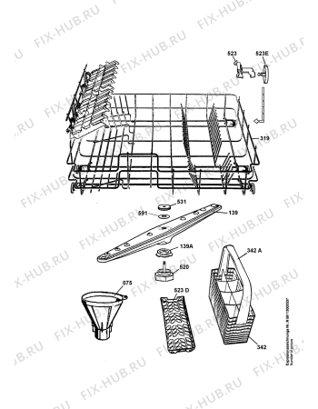 Взрыв-схема посудомоечной машины Rex TCC8E - Схема узла Baskets, tubes 061