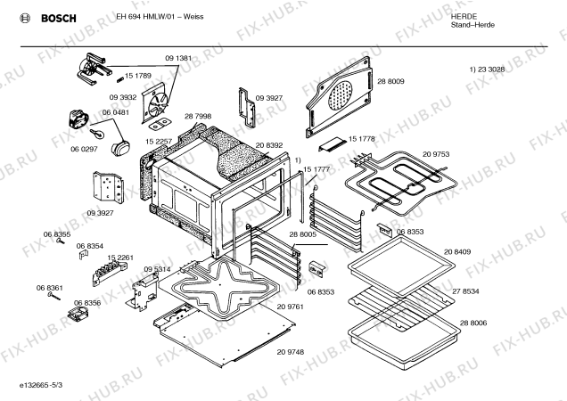 Схема №2 EH694HMLW с изображением Ремкомплект для электропечи Bosch 00350216