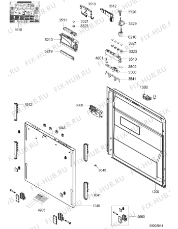 Схема №1 WP 3900 LP с изображением Уплотнитель (прокладка) для посудомойки Whirlpool 482000023820