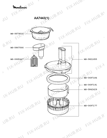 Взрыв-схема кухонного комбайна Moulinex AA7443(1) - Схема узла JP000181.9P2