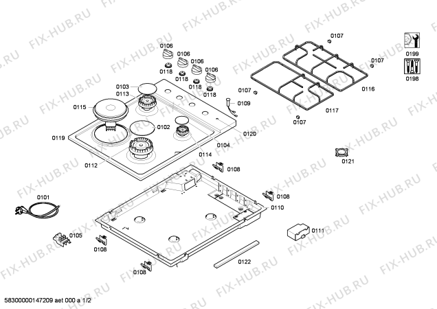 Схема №1 OCA552E с изображением Столешница для плиты (духовки) Bosch 00249456