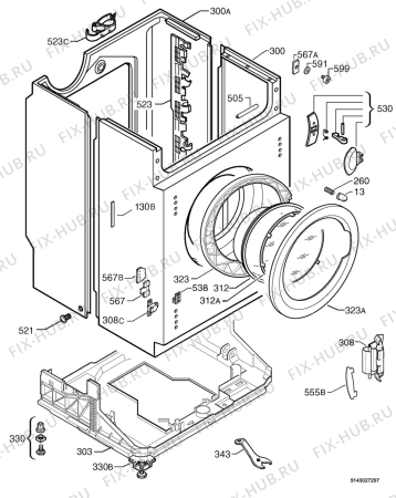 Взрыв-схема стиральной машины Aeg Electrolux L14800VIT - Схема узла Housing 001