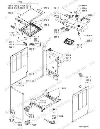 Схема №1 EV 1289 с изображением Декоративная панель для стиральной машины Whirlpool 481010612440