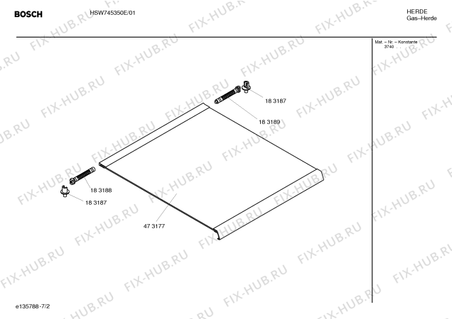 Схема №4 HSW745050N с изображением Хомут для плиты (духовки) Bosch 00493884