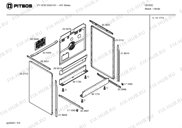 Взрыв-схема плиты (духовки) Pitsos P1HCB55321 - Схема узла 02