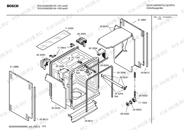 Взрыв-схема посудомоечной машины Bosch SGU43A62SK - Схема узла 03