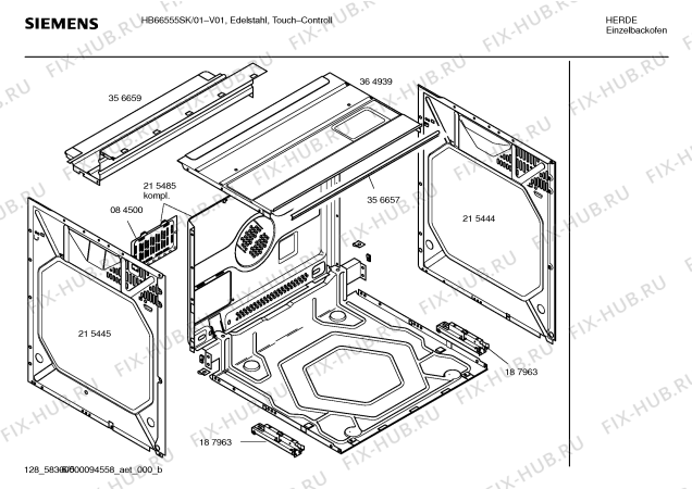 Взрыв-схема плиты (духовки) Siemens HB66555SK - Схема узла 05