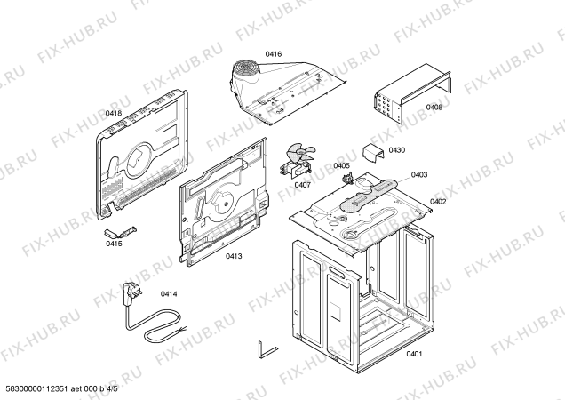 Схема №3 HEV43W320 с изображением Передняя часть корпуса для плиты (духовки) Bosch 00442383