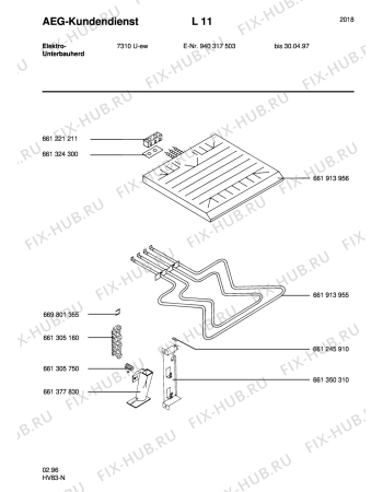 Взрыв-схема плиты (духовки) Aeg COMP. 7310U-W - Схема узла Section3