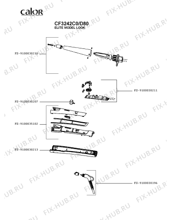 Схема №1 CF3242F0/D80 с изображением Нагревательный элемент для фена Rowenta FS-9100030210