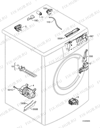 Взрыв-схема стиральной машины Electrolux EWF147450W - Схема узла Electrical equipment 268