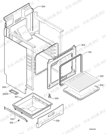 Взрыв-схема плиты (духовки) Electrolux EKC607700W - Схема узла Housing 001