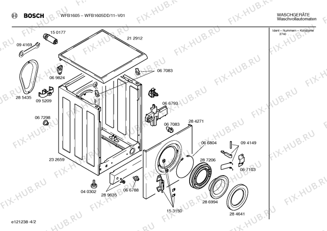 Взрыв-схема стиральной машины Bosch WFB1605DD - Схема узла 02