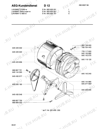 Взрыв-схема стиральной машины Aeg LAVCL 850 W - Схема узла Tub