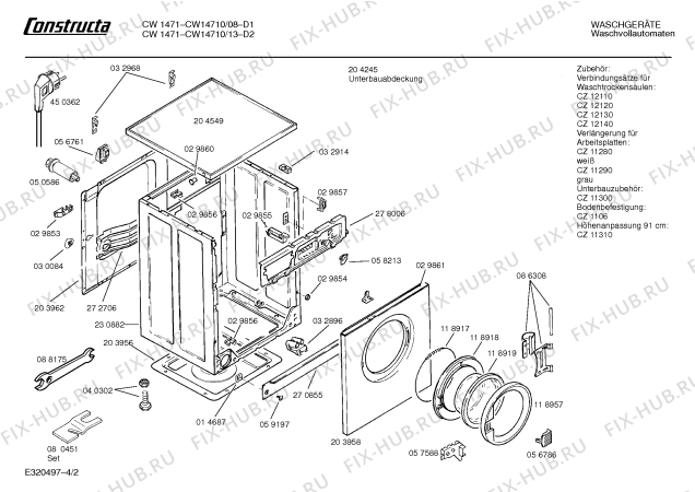 Схема №2 CW14710 CW1471 с изображением Панель управления для стиралки Bosch 00282728