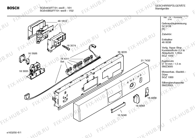 Схема №5 3VI422BB VI422 с изображением Панель для посудомоечной машины Bosch 00363035