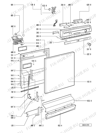 Схема №2 6ADP 962/3 IXM с изображением Панель для посудомоечной машины Whirlpool 481244019578