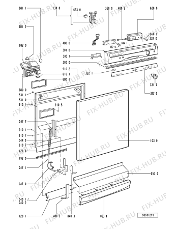 Схема №2 ADP 960/NB с изображением Мини-ручка для посудомойки Whirlpool 481241358868