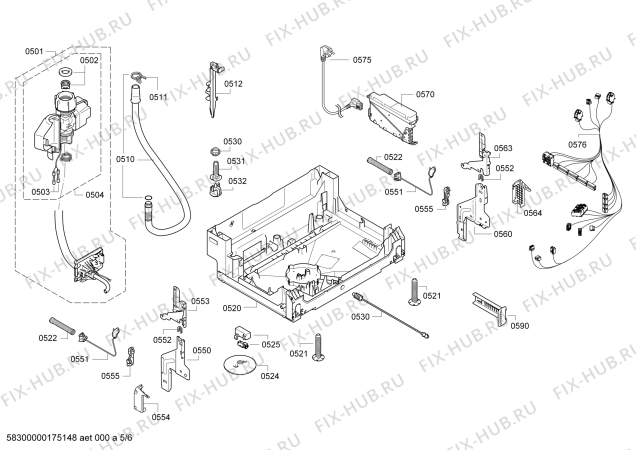 Взрыв-схема посудомоечной машины Bosch SMI63M85EU, SuperSilence - Схема узла 05