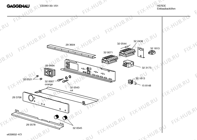 Схема №4 EB395130 с изображением Панель управления для духового шкафа Bosch 00293706