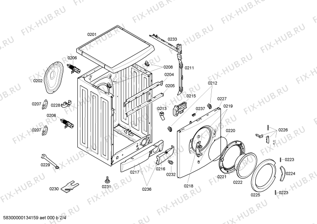 Взрыв-схема стиральной машины Bosch WAE20261AU - Схема узла 02