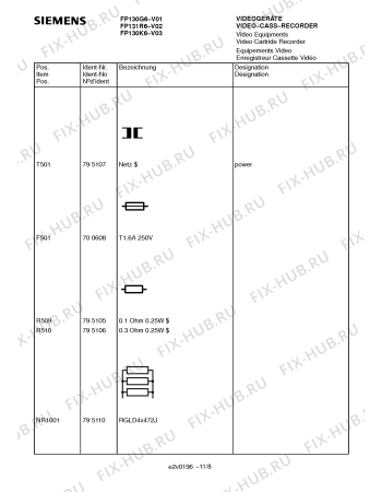 Схема №8 FP130K6 с изображением Интегрированный контур для видеоэлектроники Siemens 00795095