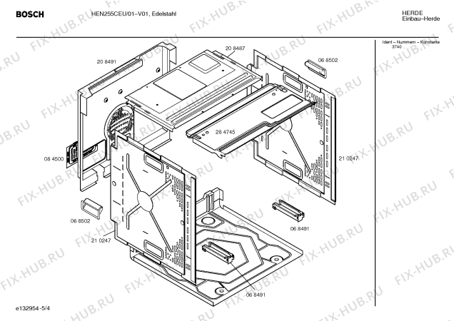 Взрыв-схема плиты (духовки) Bosch HEN255CEU - Схема узла 04