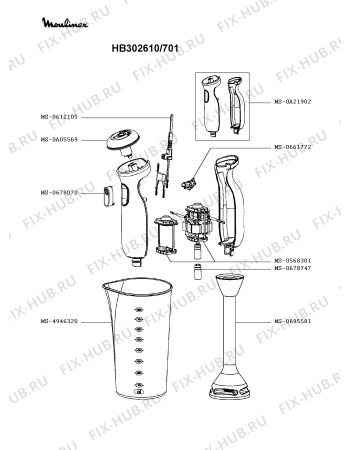 Схема №1 HB302610/701 с изображением Крышка для чаши для электроблендера Moulinex MS-0A05569