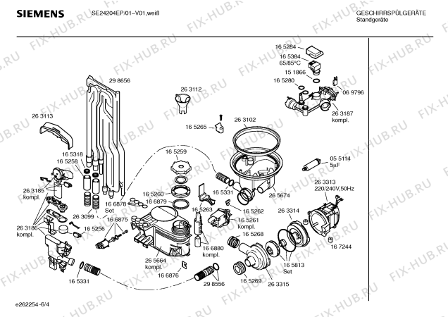 Взрыв-схема посудомоечной машины Siemens SE24204EP - Схема узла 04