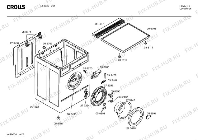 Взрыв-схема стиральной машины Crolls LF3027 - Схема узла 02