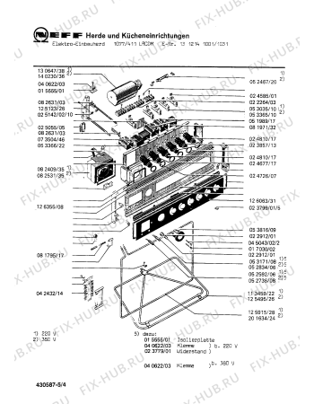 Взрыв-схема плиты (духовки) Neff 1312141031 1077/411LRCDM - Схема узла 04