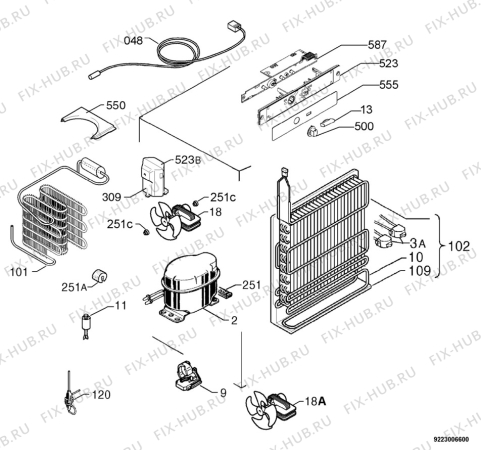 Взрыв-схема холодильника Aeg Electrolux AU86055-4I - Схема узла Cooling system 017