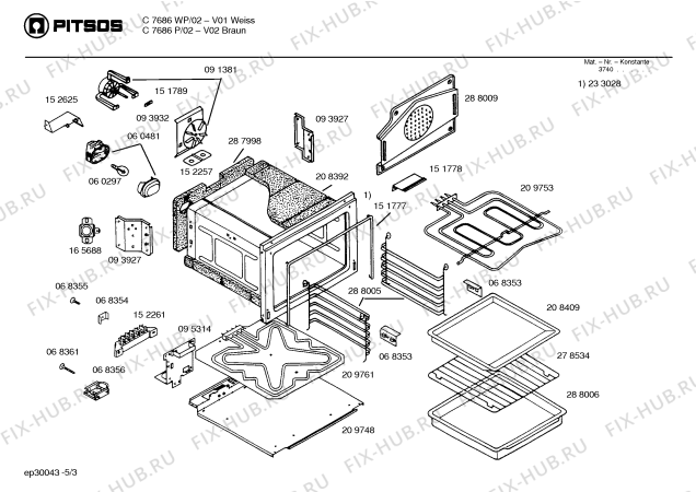 Схема №3 C7626P с изображением Стеклокерамика для плиты (духовки) Bosch 00233763