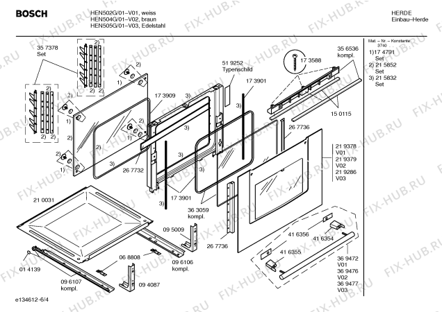 Схема №4 HEN504G с изображением Инструкция по эксплуатации для плиты (духовки) Bosch 00583397