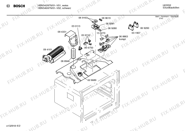 Взрыв-схема плиты (духовки) Bosch HBN546AFN - Схема узла 02