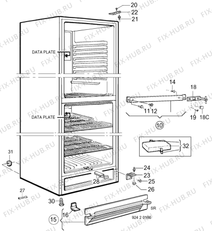 Взрыв-схема холодильника Elektro Helios CL340-4 - Схема узла C10 Cabinet