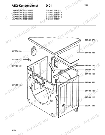 Взрыв-схема стиральной машины Aeg LTH5200-W - Схема узла Section1