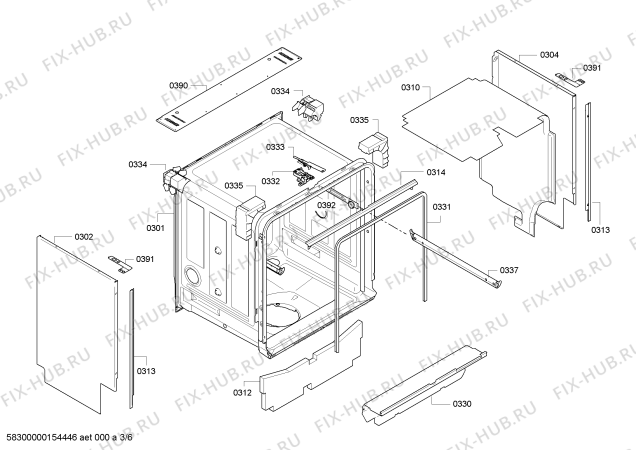 Взрыв-схема посудомоечной машины Bosch SMV50E70EU - Схема узла 03