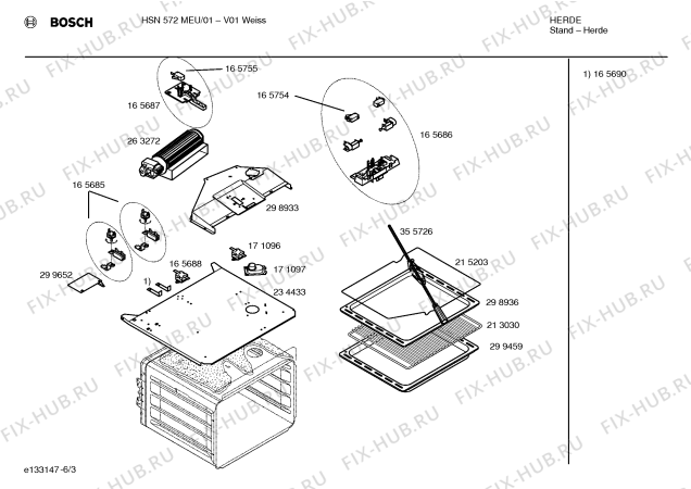 Взрыв-схема плиты (духовки) Bosch HSN572MEU - Схема узла 03