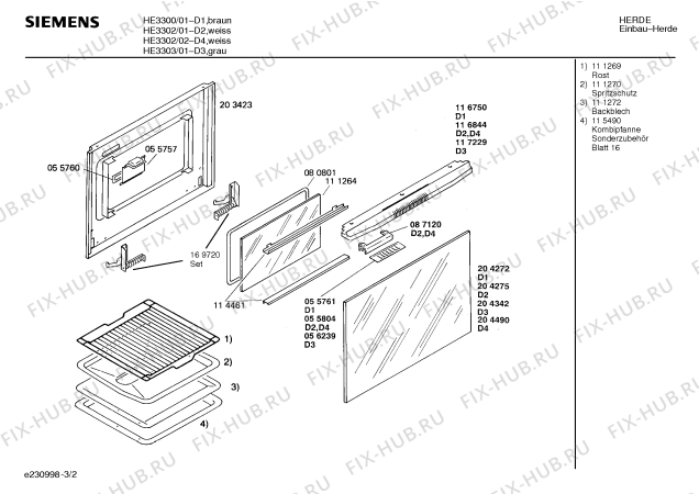 Схема №2 HE3303 с изображением Панель для плиты (духовки) Siemens 00270301