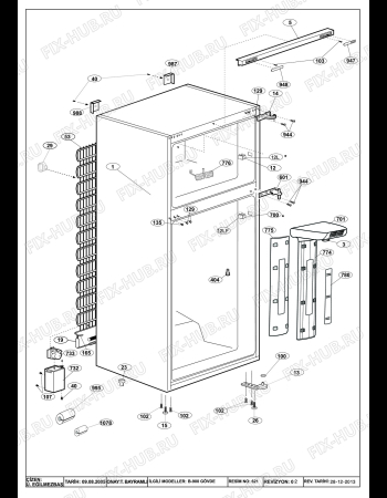 Взрыв-схема холодильника Beko BEKO DNE 33080 S (7208748783) - B900/FOAMED CABINET