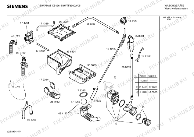 Схема №2 S1WTF3900A SIWAMAT XS436 с изображением Инструкция по установке и эксплуатации для стиральной машины Siemens 00581964