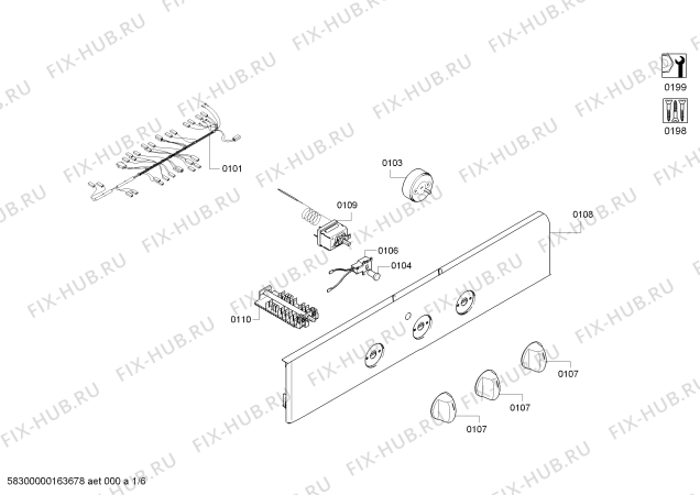 Схема №6 HBN411E0 с изображением Панель управления для электропечи Bosch 00702346