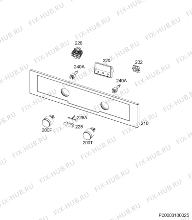 Взрыв-схема плиты (духовки) Aeg BP300300AM - Схема узла Command panel 037