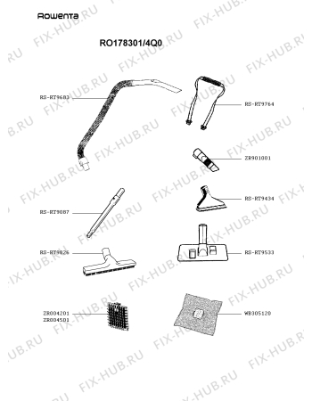 Взрыв-схема пылесоса Rowenta RO178301/4Q0 - Схема узла 5P003967.7P2