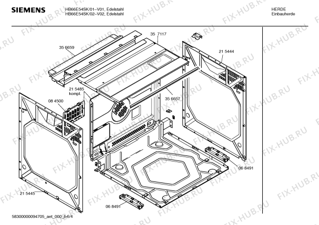 Взрыв-схема плиты (духовки) Siemens HB66E54SK - Схема узла 04