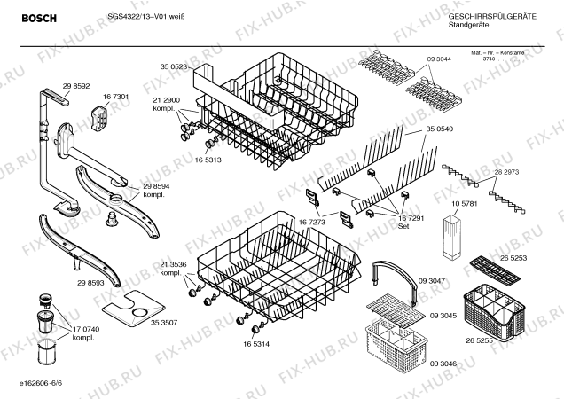 Взрыв-схема посудомоечной машины Bosch SGS4322 Practica - Схема узла 06