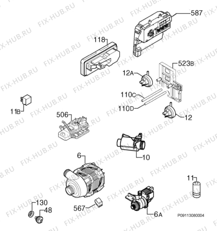 Взрыв-схема посудомоечной машины Electrolux ESF65053W - Схема узла Electrical equipment 268